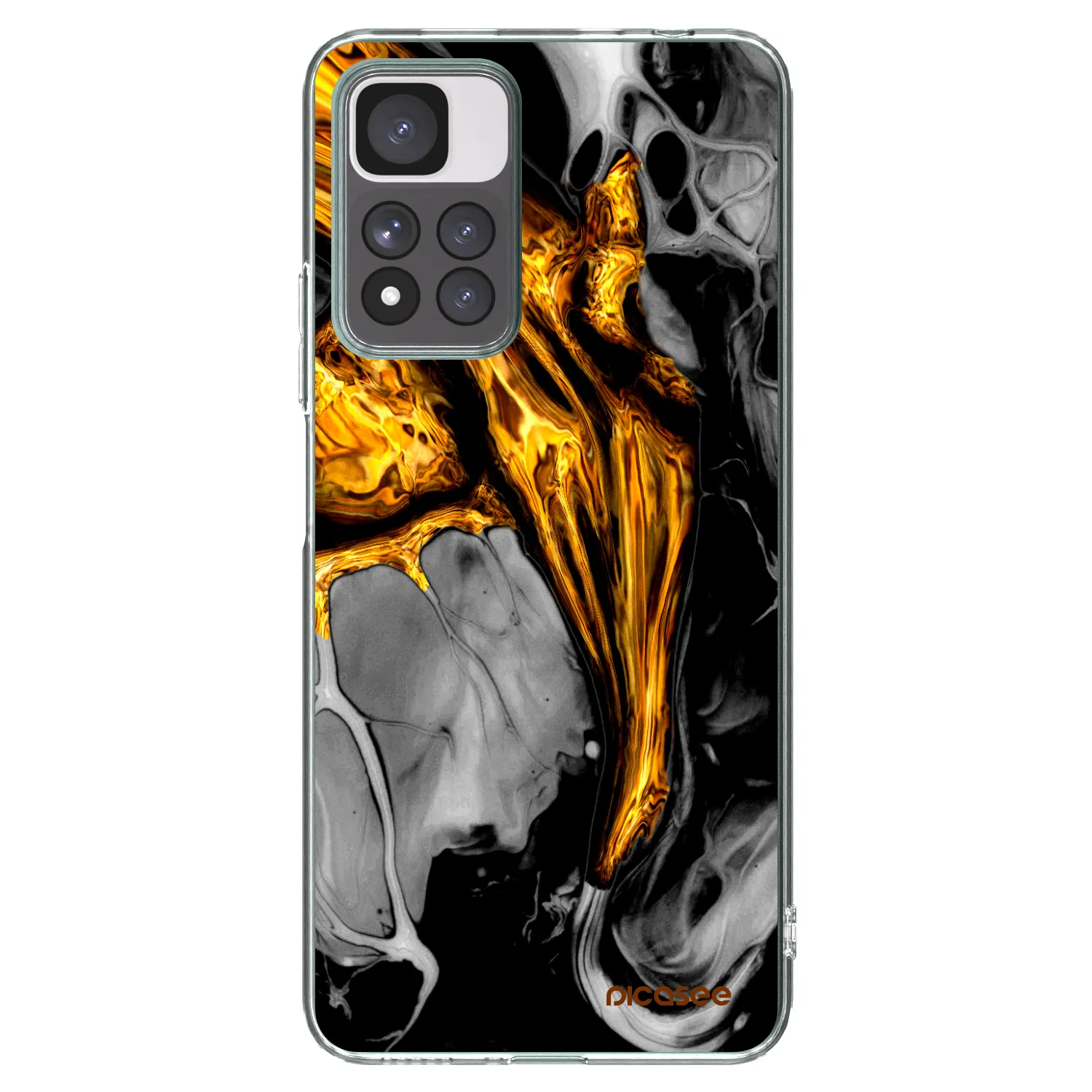 Picasee silikónový prehľadný obal pre Xiaomi Redmi Note 11 Pro+ 5G - Black Gold