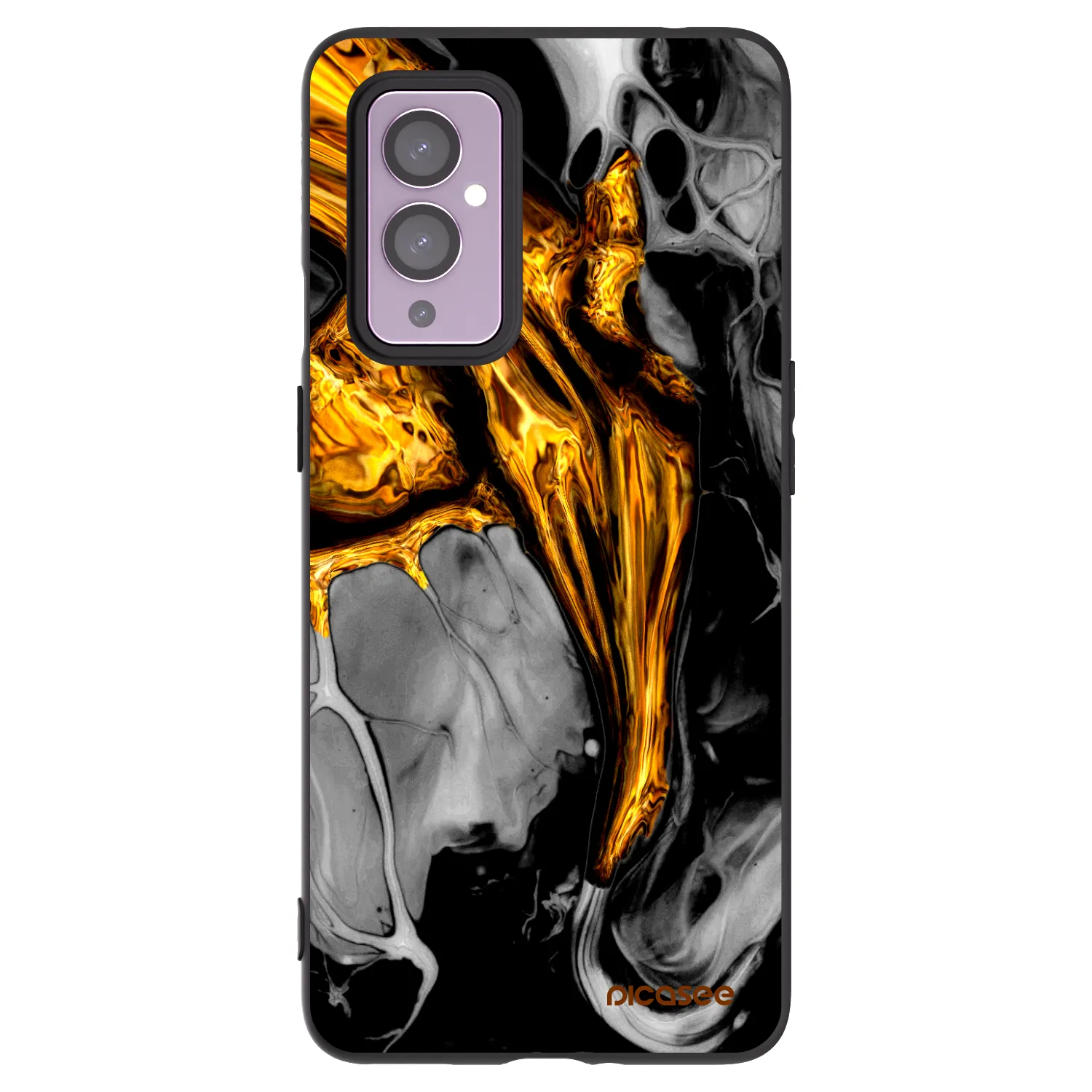 Picasee silikónový čierny obal pre OnePlus 9 - Black Gold