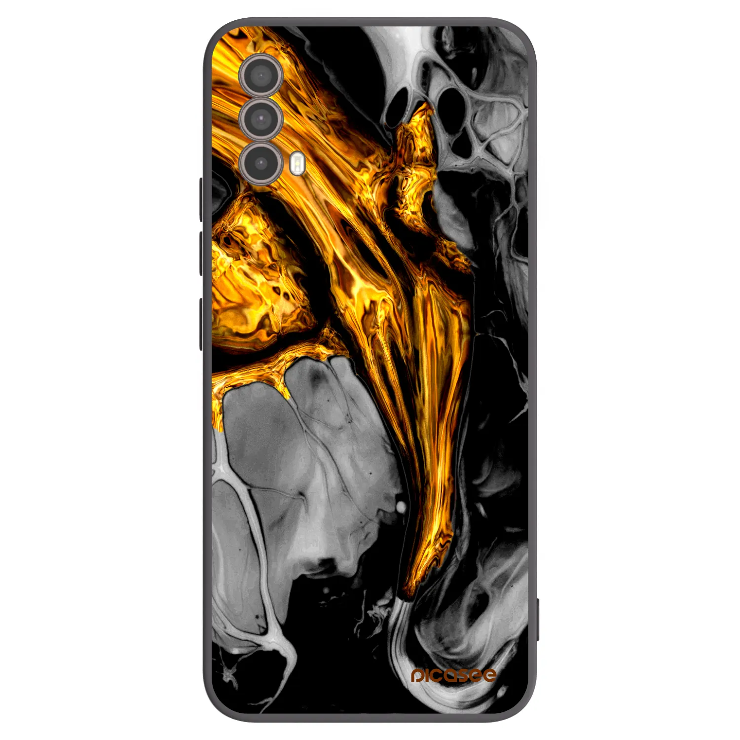 Picasee silikónový čierny obal pre Motorola Moto E40 - Black Gold