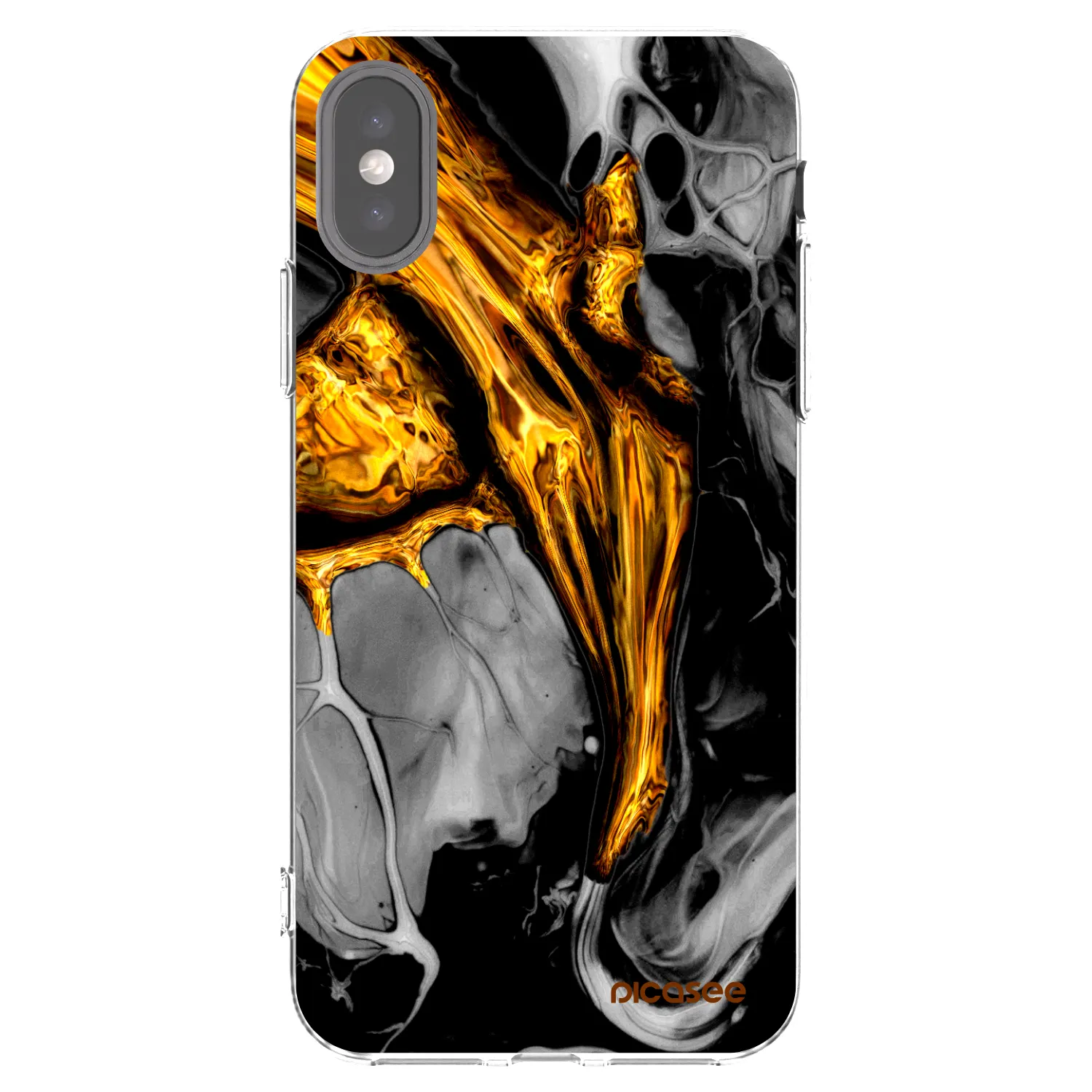 Picasee silikónový prehľadný obal pre Apple iPhone X/XS - Black Gold