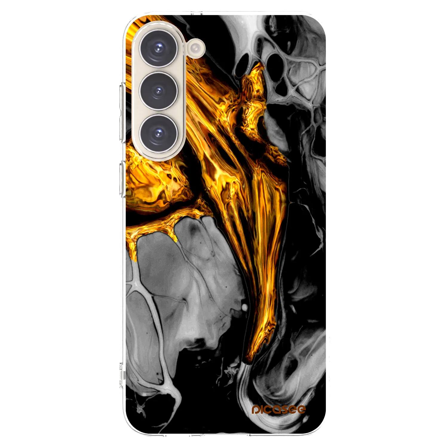 Picasee silikónový prehľadný obal pre Samsung Galaxy S23+ 5G - Black Gold