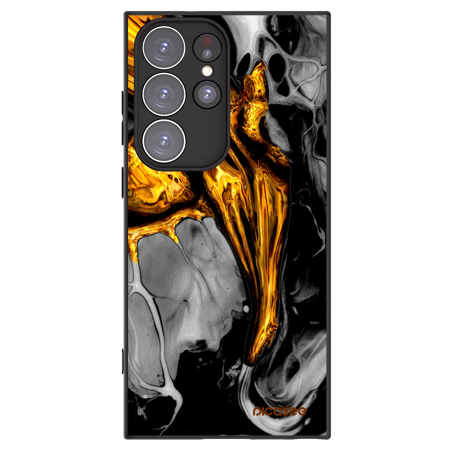 Picasee silikónový čierny obal pre Samsung Galaxy S23 Ultra 5G - Black Gold