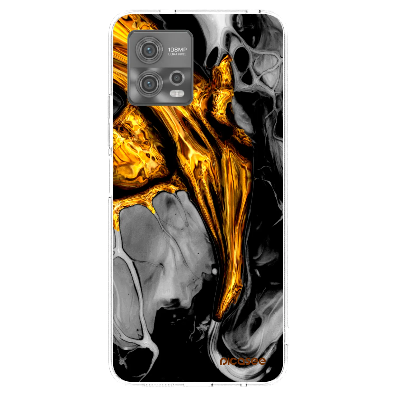 Picasee silikónový prehľadný obal pre Motorola Moto G72 - Black Gold