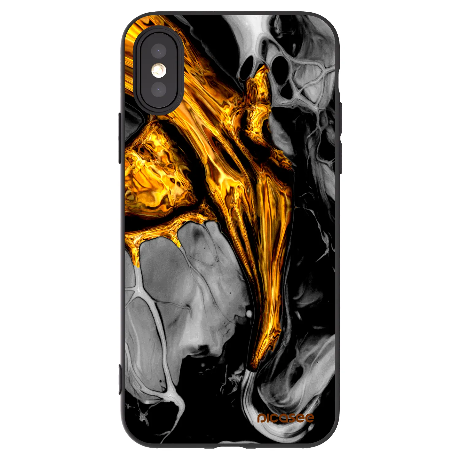 Picasee silikónový čierny obal pre Apple iPhone X/XS - Black Gold