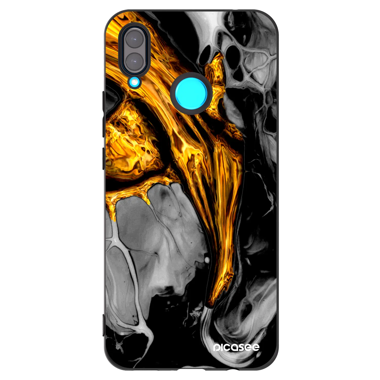 Picasee silikónový čierny obal pre Huawei Nova 3 - Black Gold