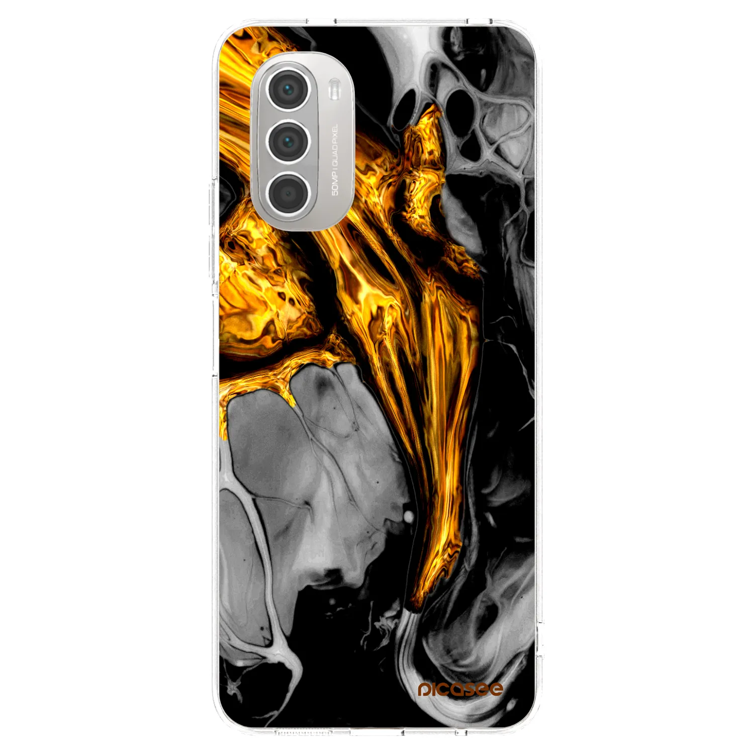 Picasee silikónový prehľadný obal pre Motorola Moto G51 - Black Gold