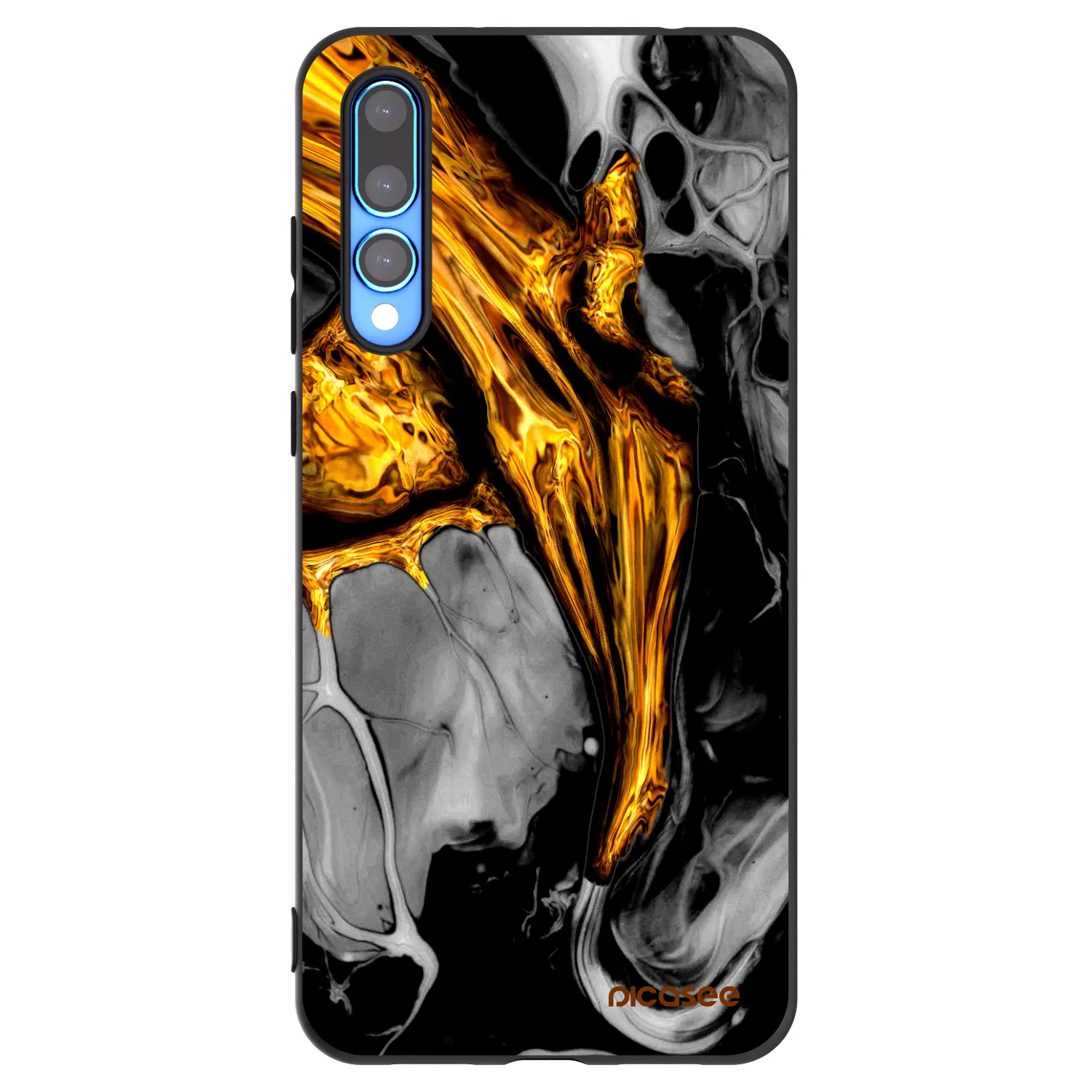 Picasee silikónový čierny obal pre Huawei P20 Pro - Black Gold