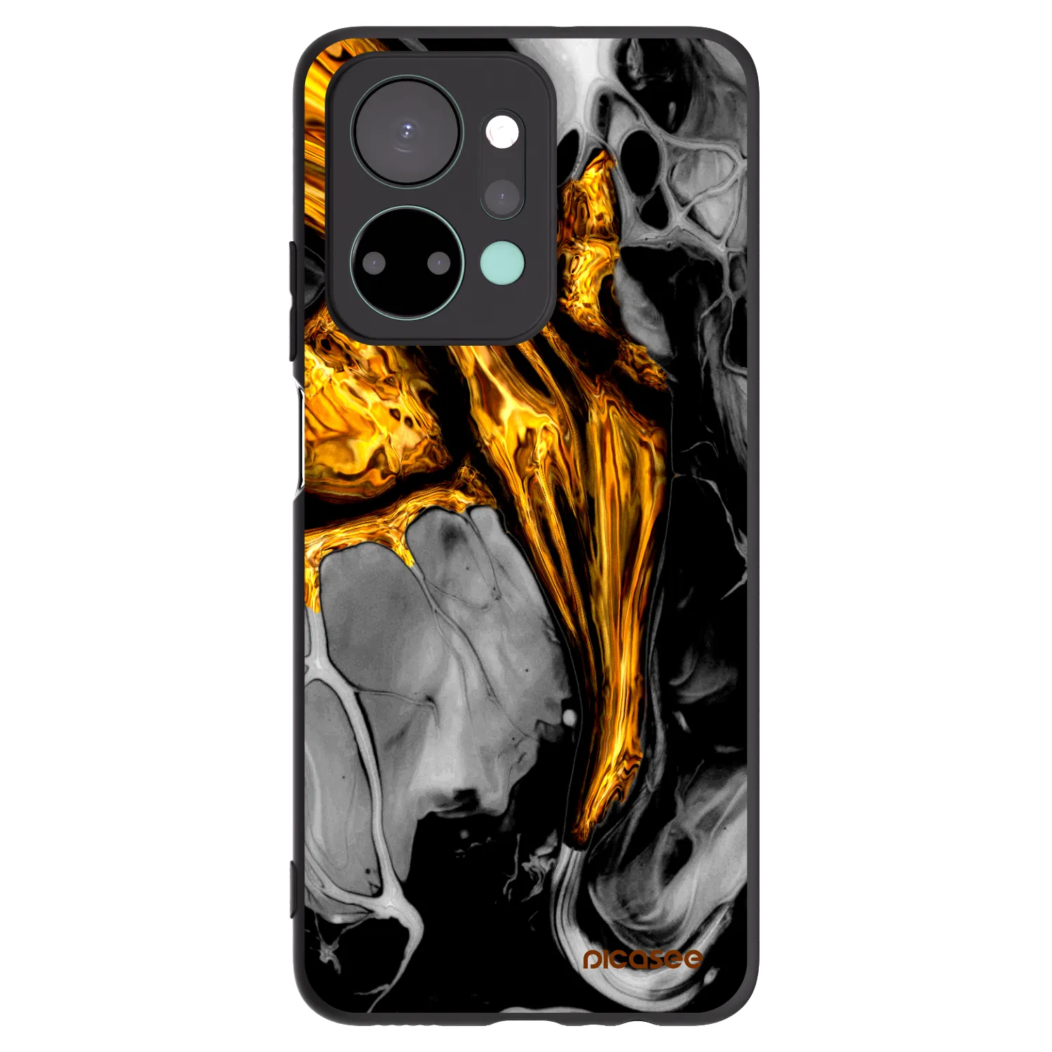 Picasee silikónový čierny obal pre Honor X7a - Black Gold