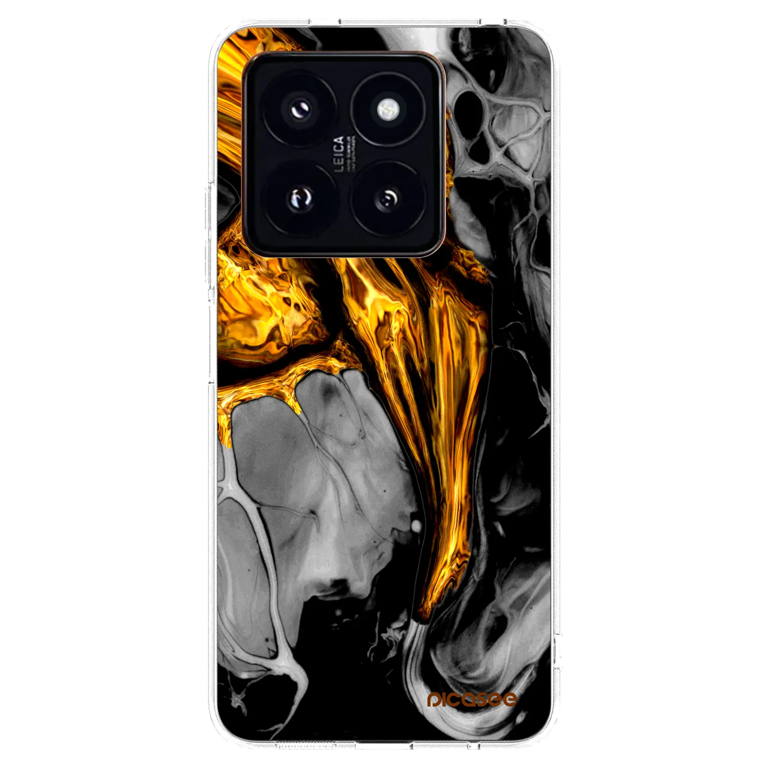 Silikónový prehľadný obal pre Xiaomi 14 Pro - Black Gold