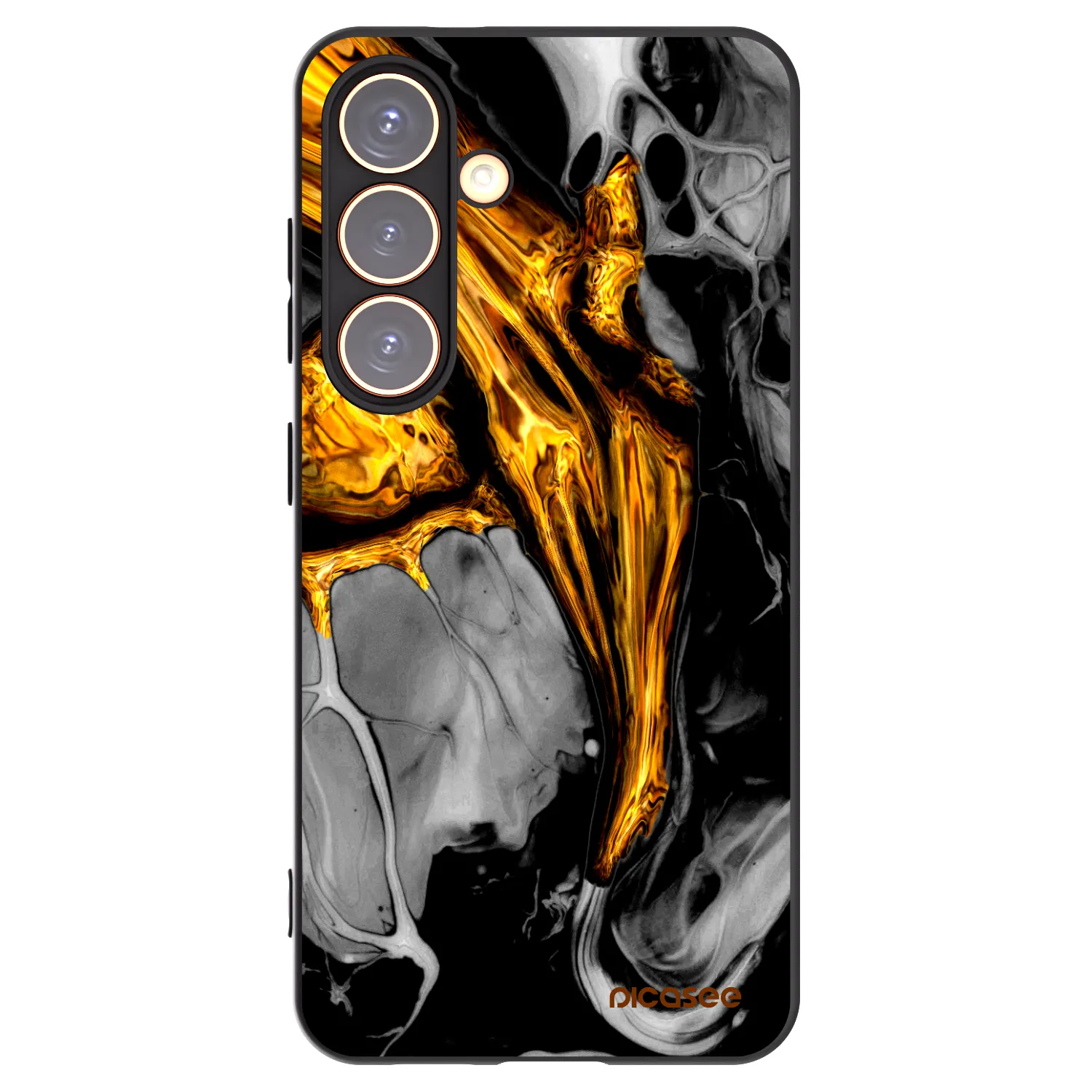 Picasee silikónový čierny obal pre Samsung Galaxy S24 S921B 5G - Black Gold