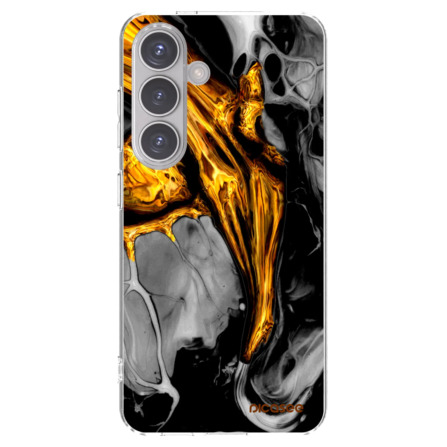 Picasee silikónový prehľadný obal pre Samsung Galaxy S24 S921B 5G - Black Gold