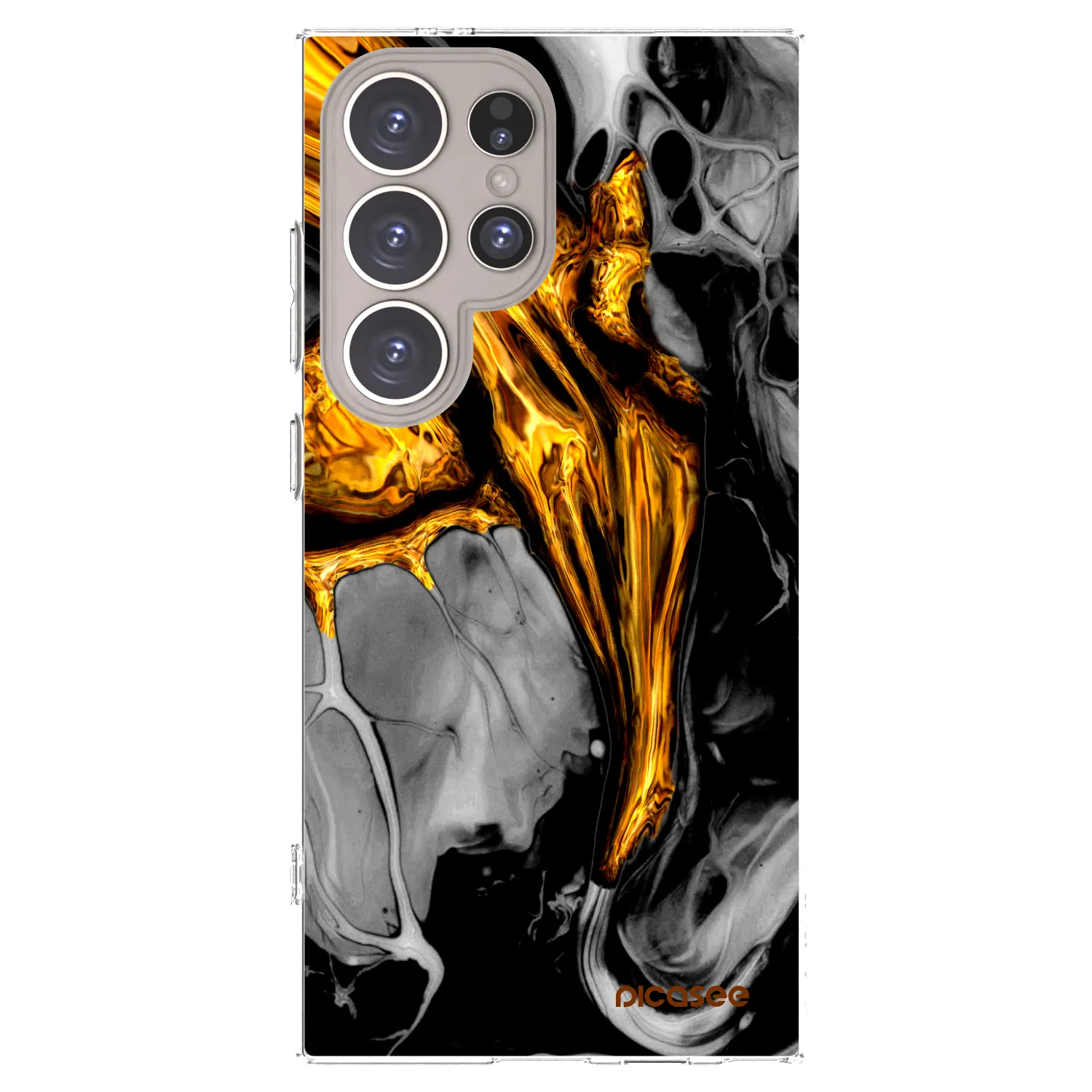Picasee silikónový prehľadný obal pre Samsung Galaxy S24 Ultra S928B 5G - Black Gold
