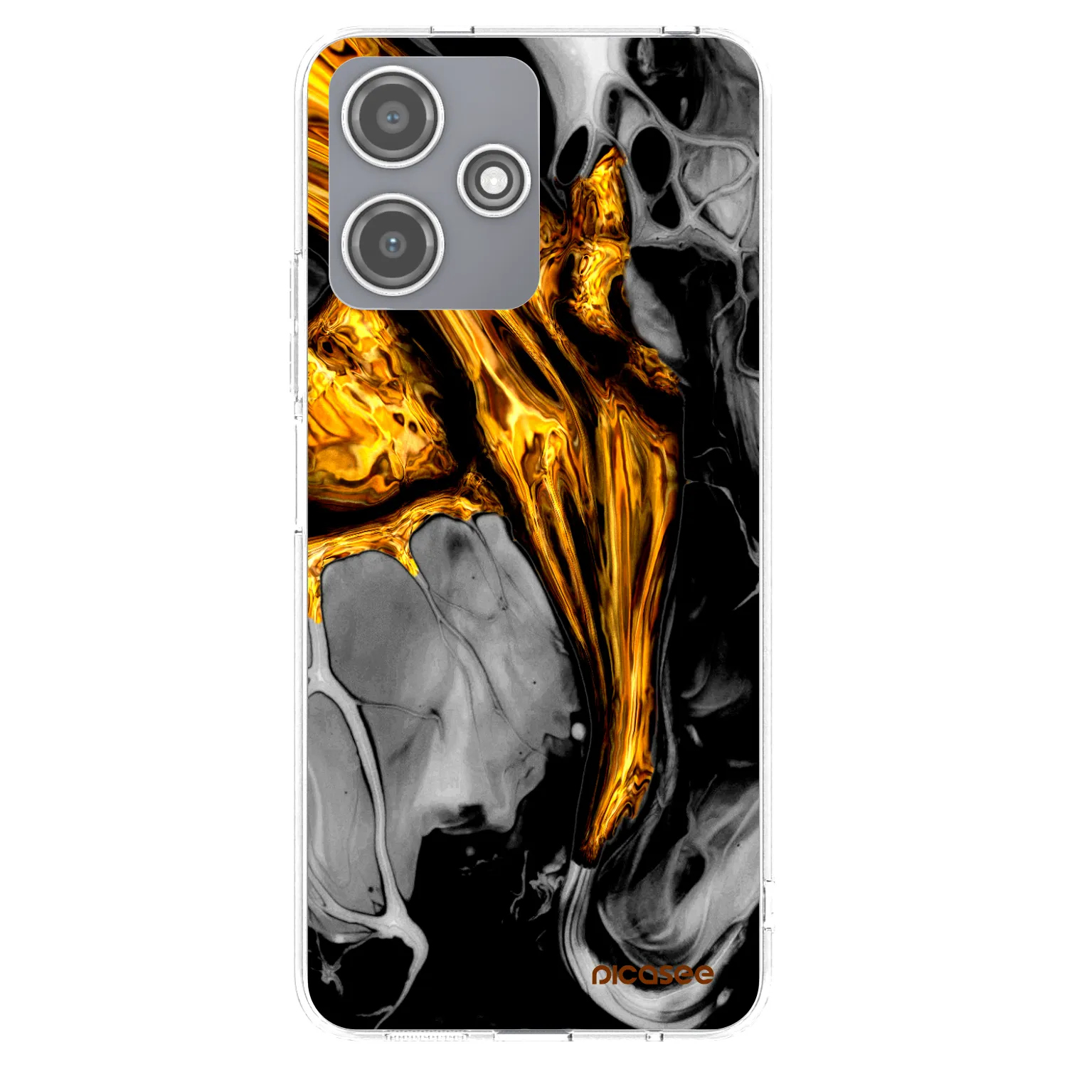 Picasee silikónový prehľadný obal pre Xiaomi Redmi 12 5G - Black Gold