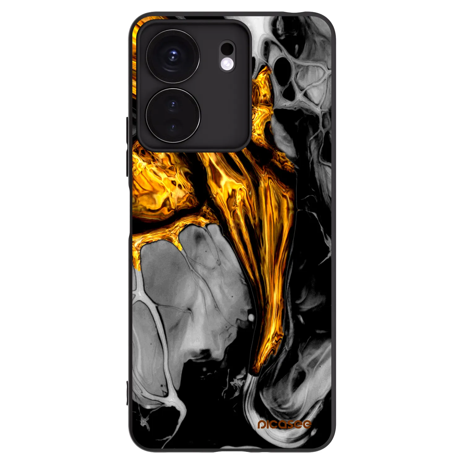 Picasee silikónový čierny obal pre Xiaomi Redmi 13C 4G - Black Gold