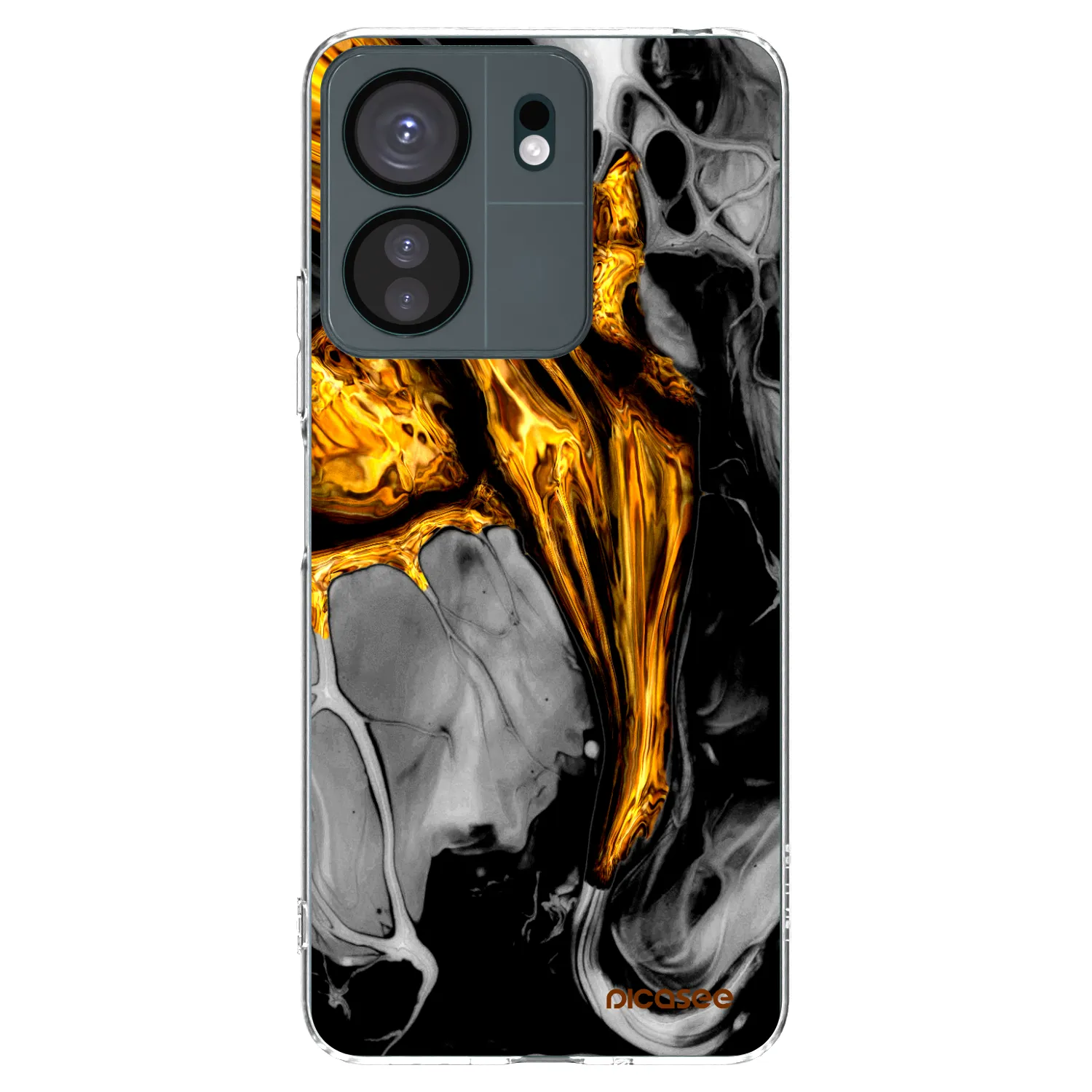 Silikónový prehľadný obal pre Xiaomi Redmi 13C 4G - Black Gold