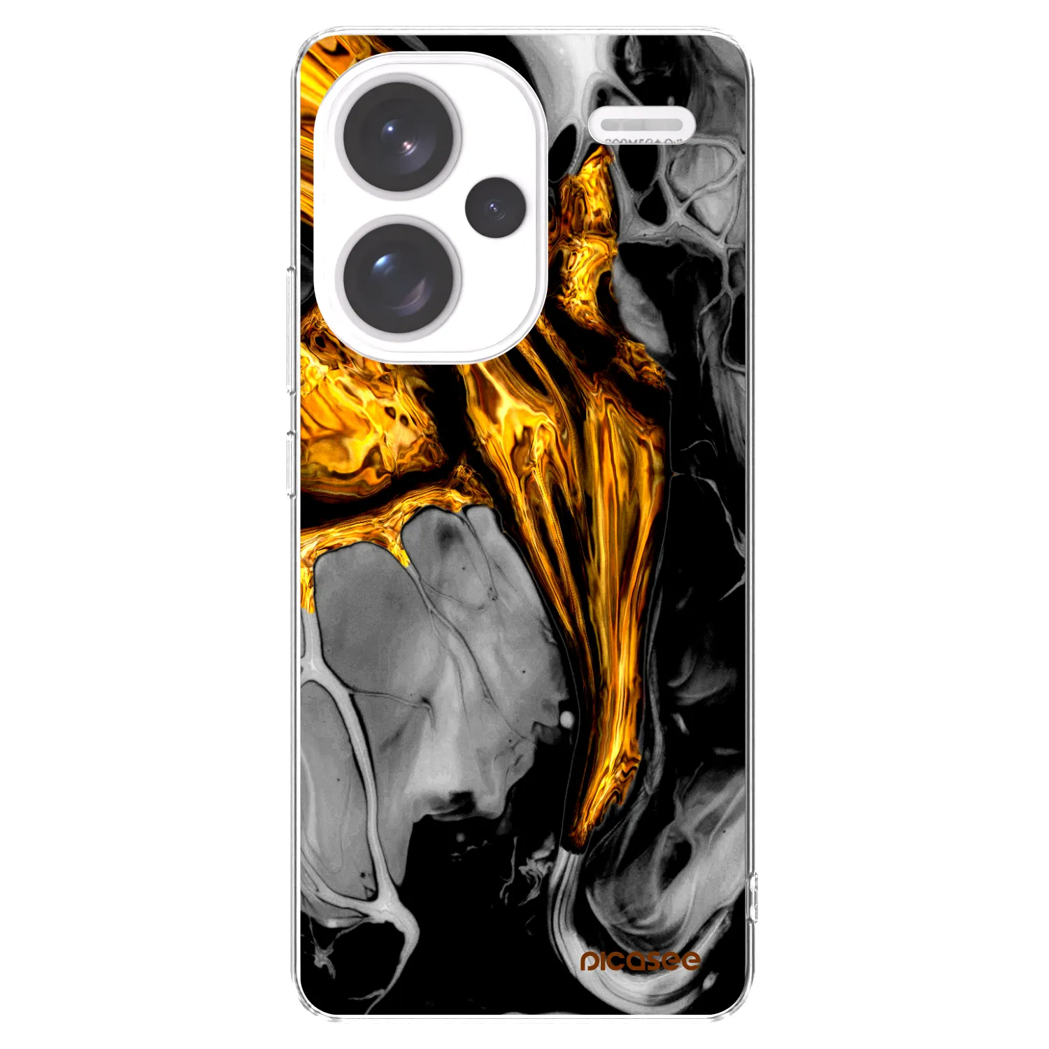 Picasee silikónový prehľadný obal pre Xiaomi Redmi Note 13 Pro+ 5G - Black Gold