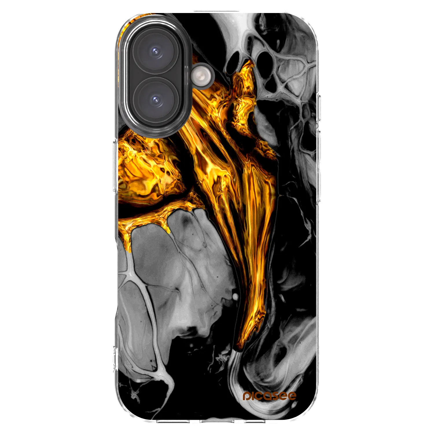 Picasee silikónový prehľadný obal pre Apple iPhone 16 - Black Gold