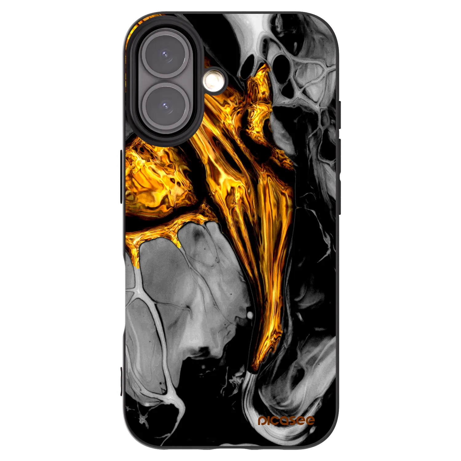 Picasee silikónový čierny obal pre Apple iPhone 16 - Black Gold