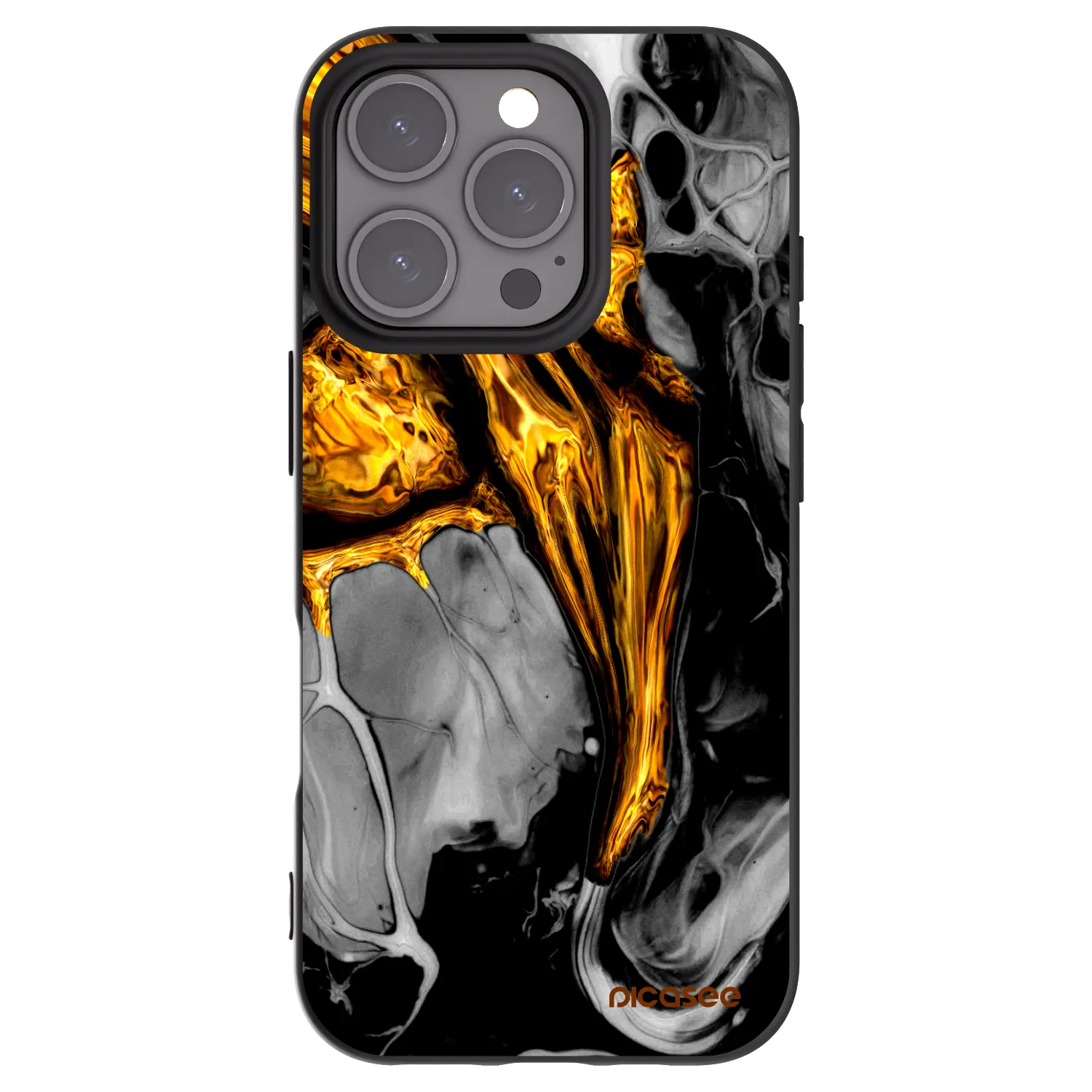 Picasee silikónový čierny obal pre Apple iPhone 16 Pro - Black Gold