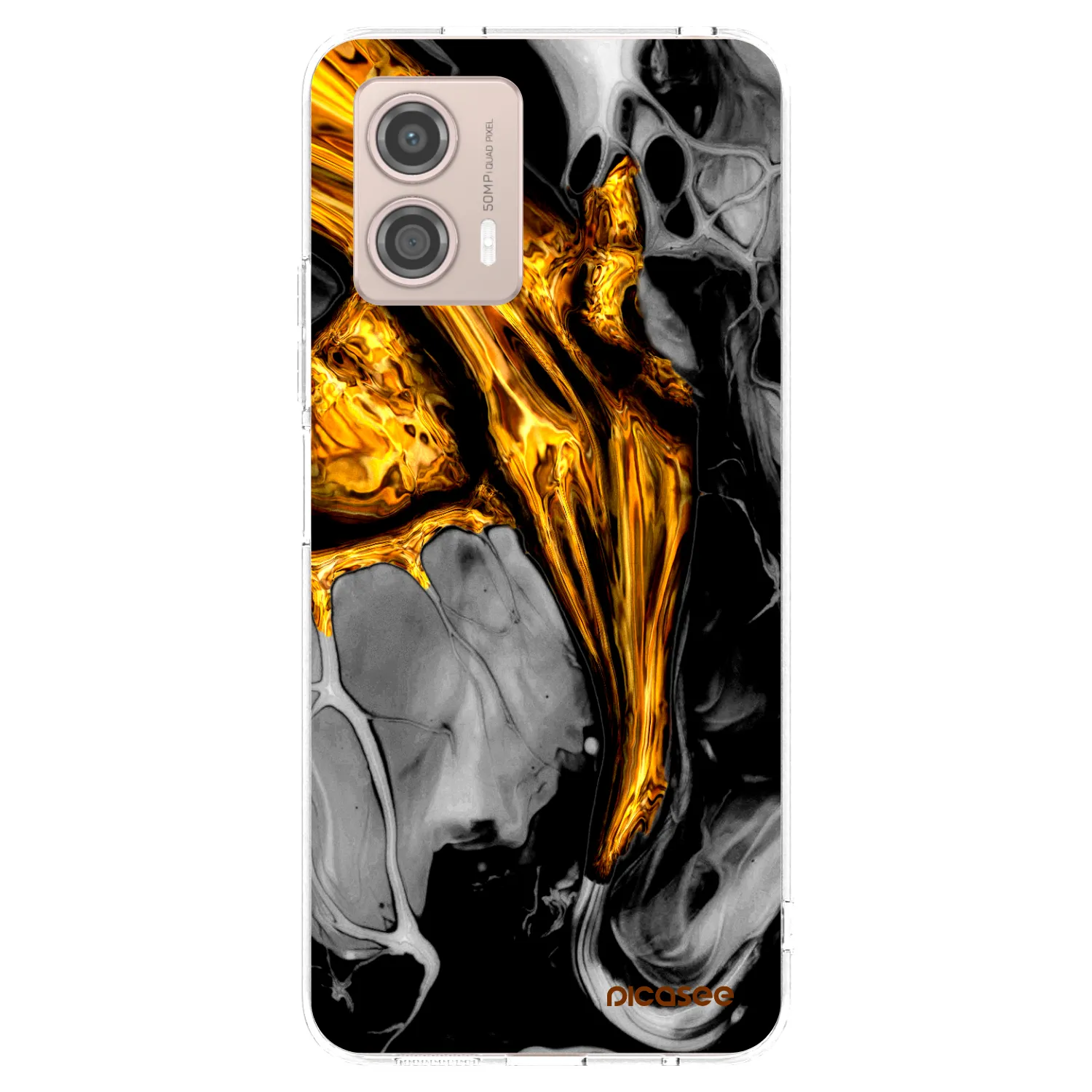 Picasee silikónový prehľadný obal pre Motorola Moto G53 5G - Black Gold