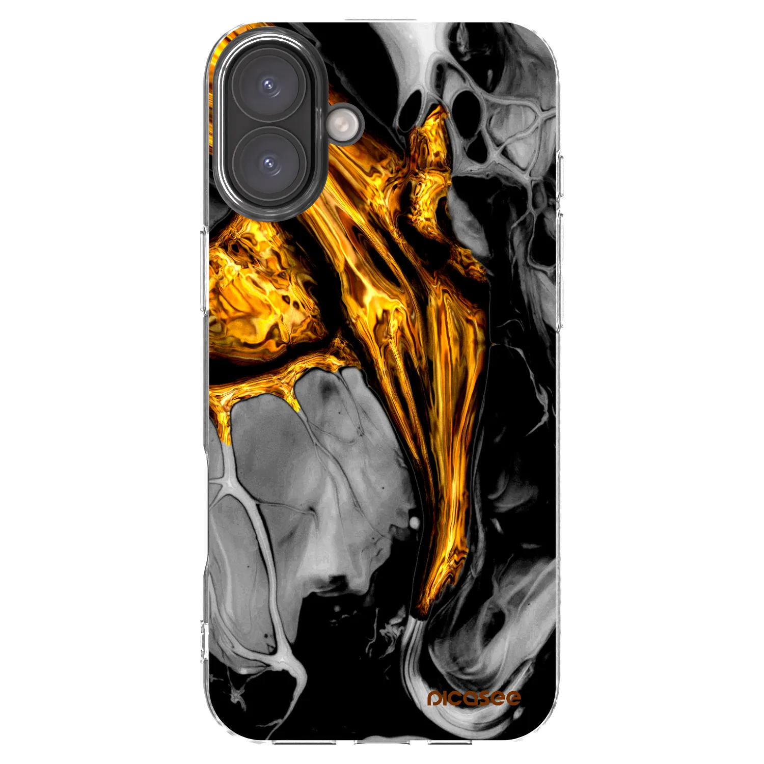 Picasee silikónový prehľadný obal pre Apple iPhone 16 Plus - Black Gold