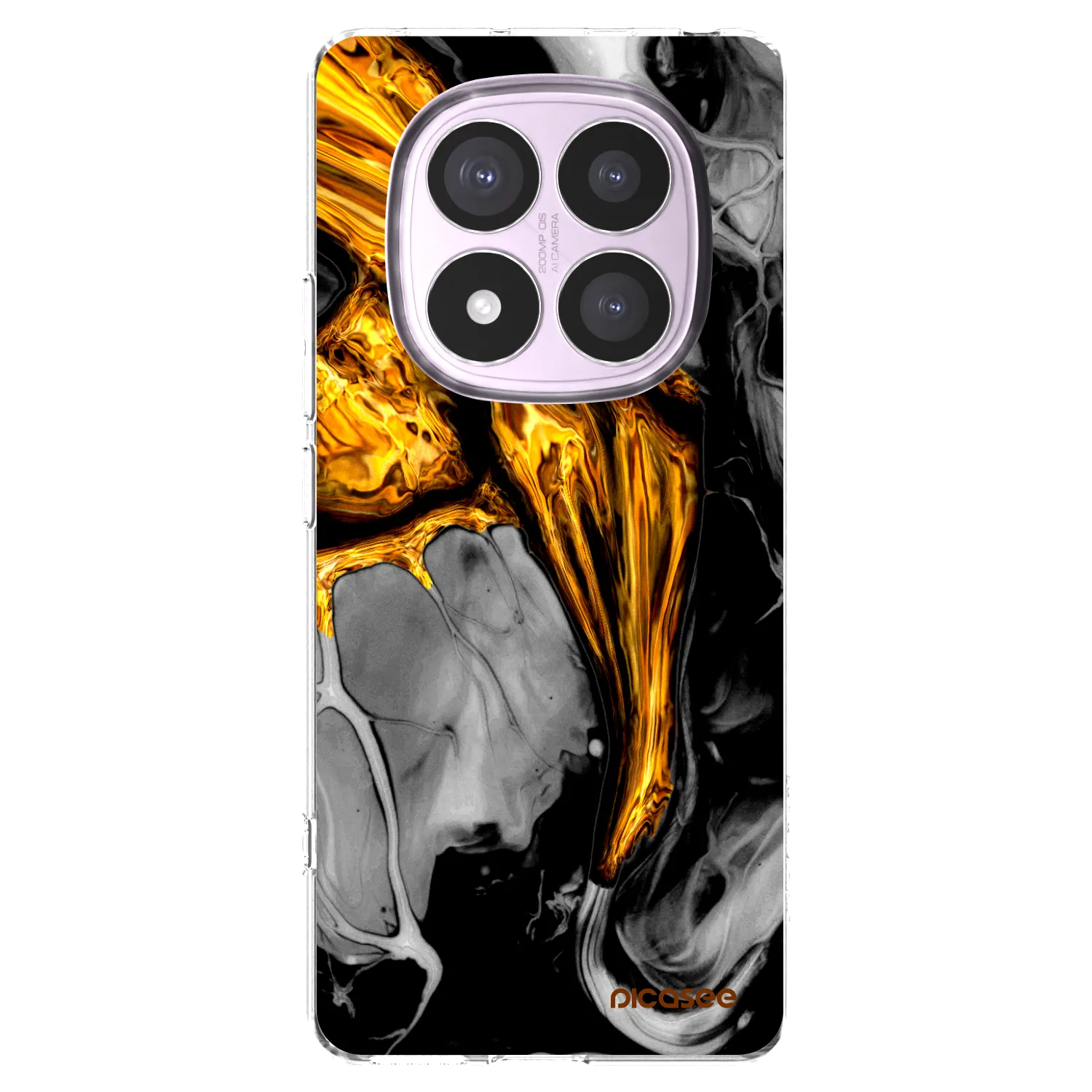 Silikónový prehľadný obal pre Xiaomi Redmi Note 14 Pro 5G - Black Gold