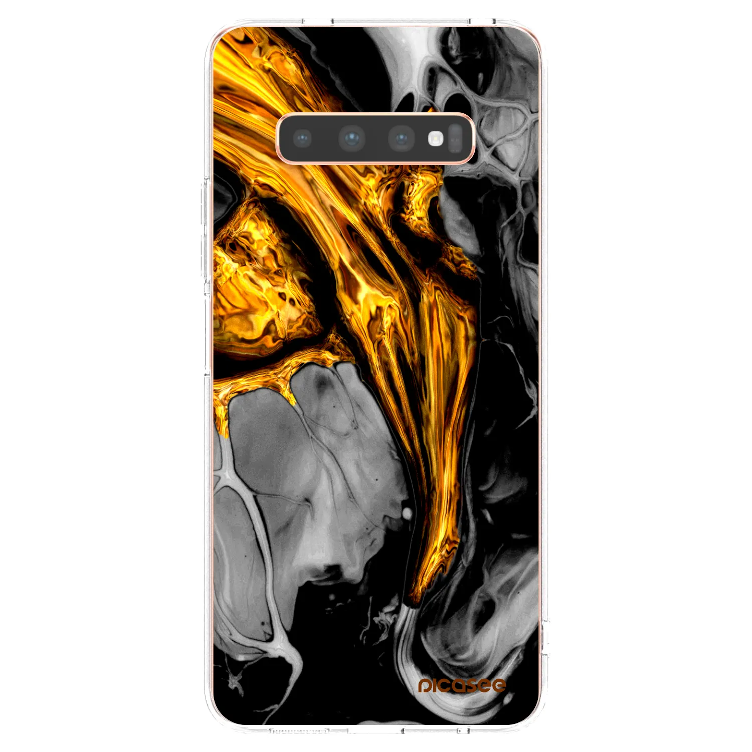 Picasee silikónový prehľadný obal pre Samsung Galaxy S10 Plus G975 - Black Gold