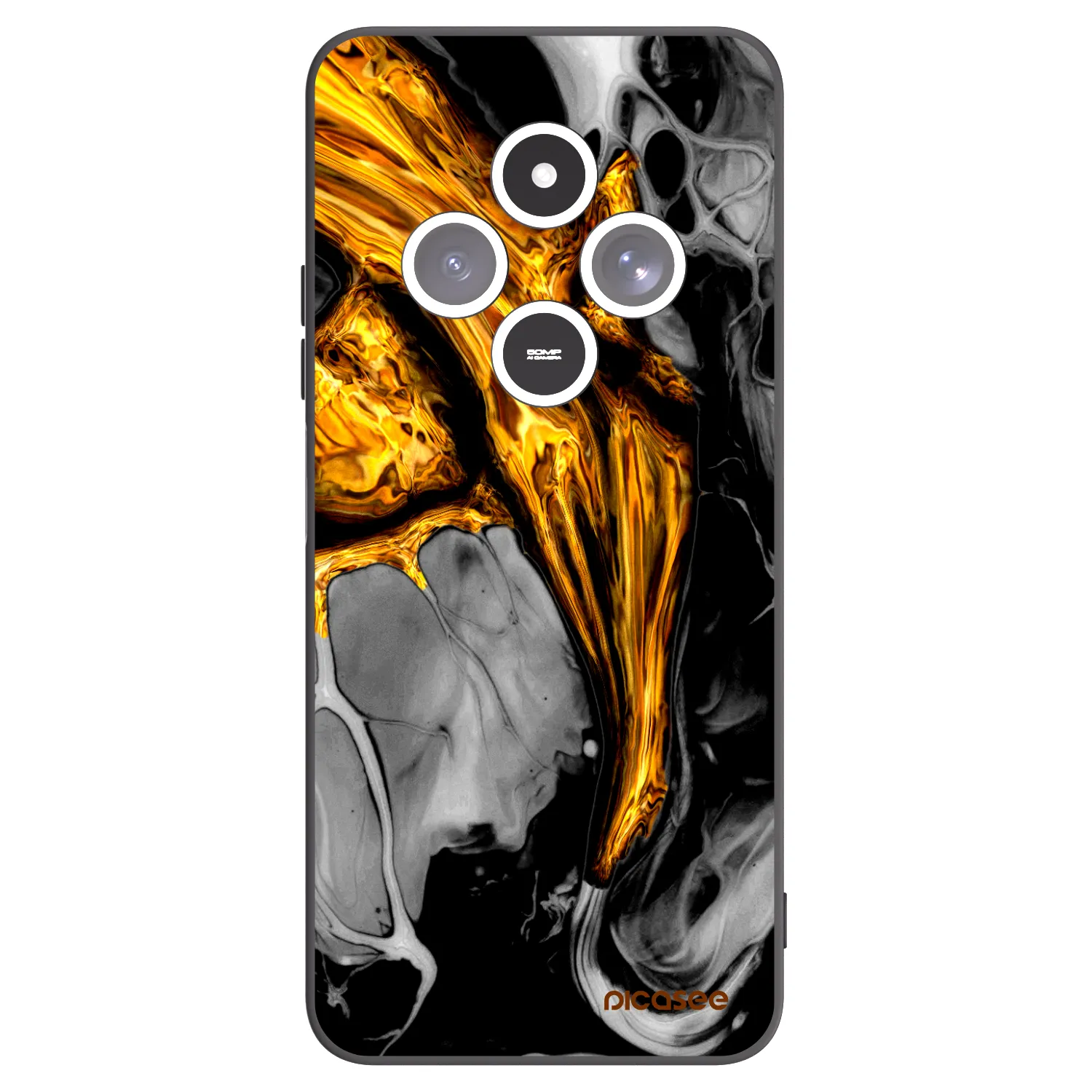 Picasee silikónový čierny obal pre Xiaomi Redmi 14C - Black Gold
