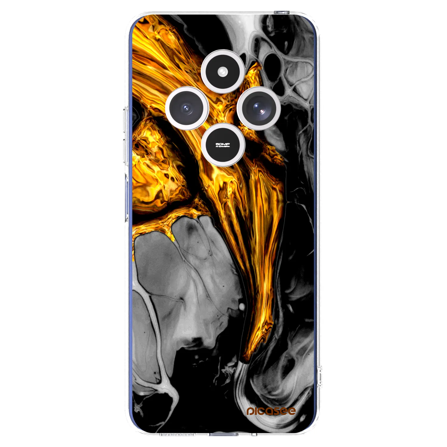 Picasee silikónový prehľadný obal pre Xiaomi Redmi 14C - Black Gold