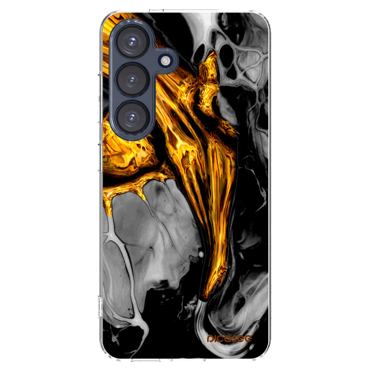 Picasee silikónový prehľadný obal pre Samsung Galaxy S25 5G - Black Gold