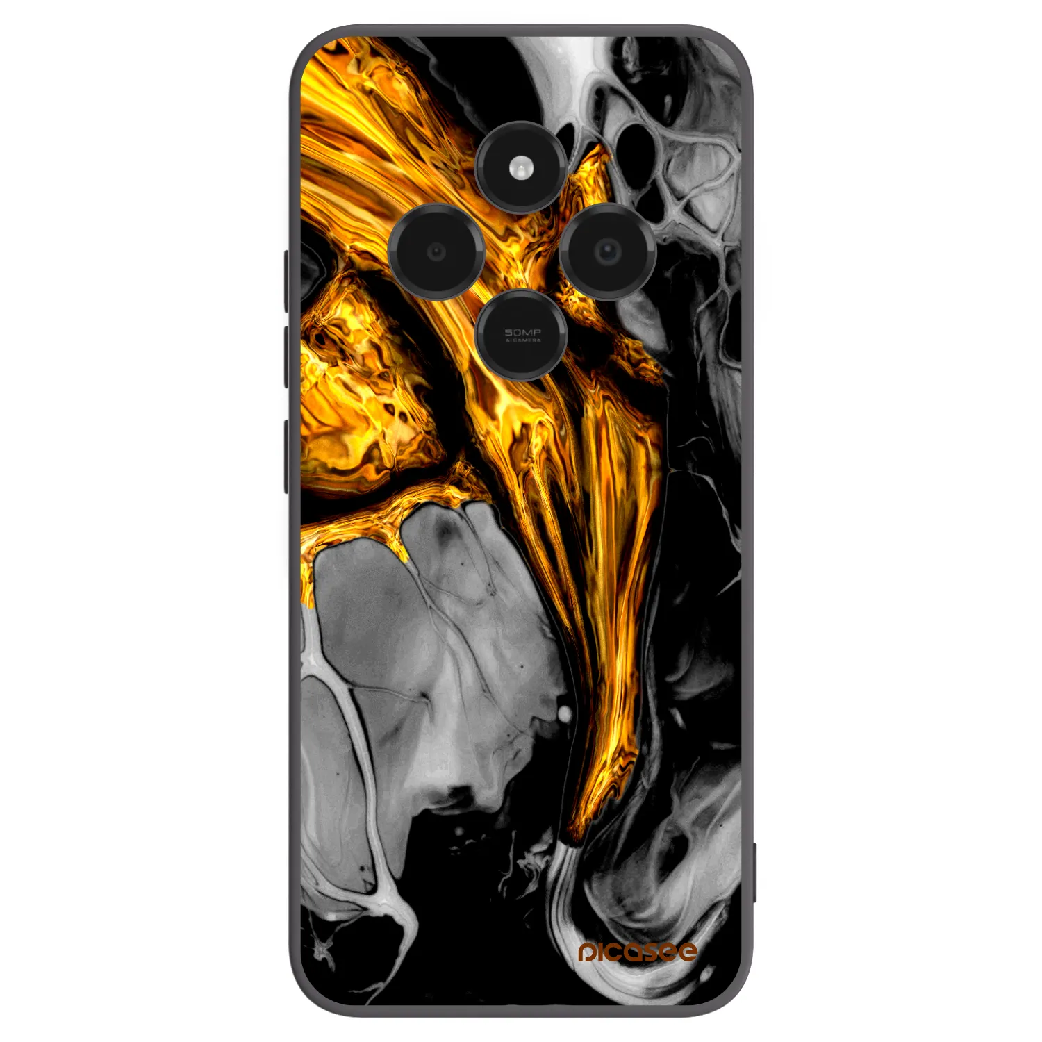Picasee silikónový čierny obal pre Xiaomi Poco C75 - Black Gold