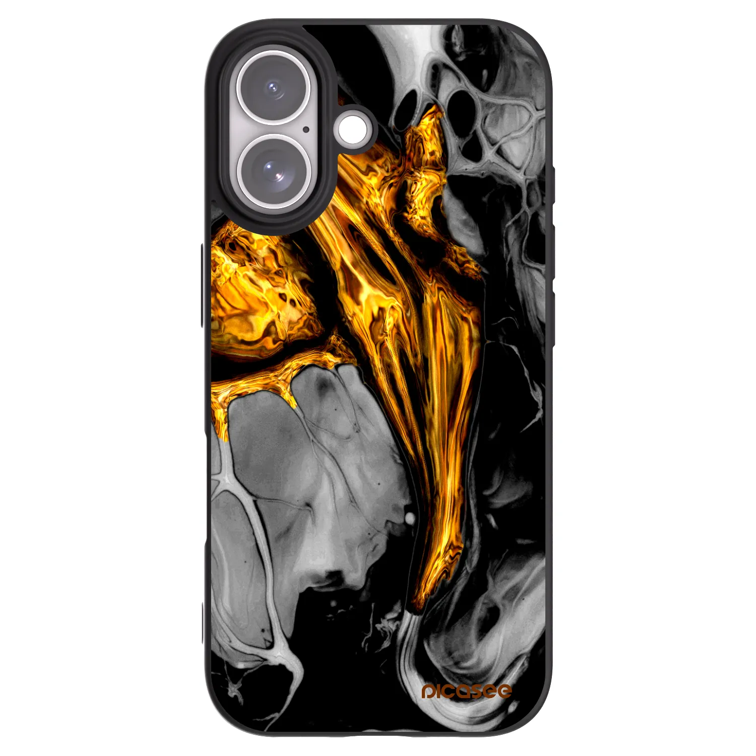 Picasee silikónový čierny obal pre Apple iPhone 17 - Black Gold