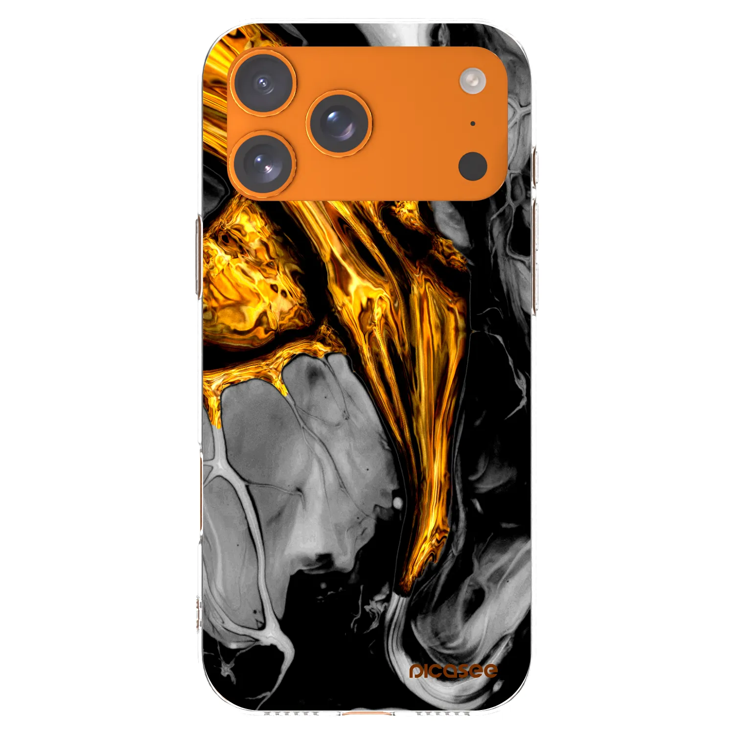 Picasee silikónový prehľadný obal pre Apple iPhone 17 Pro Max - Black Gold