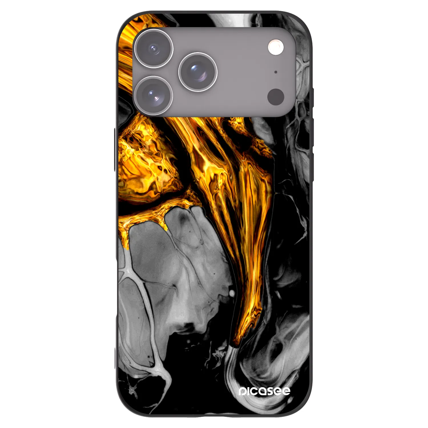 Picasee silikónový čierny obal pre Apple iPhone 17 Pro Max - Black Gold