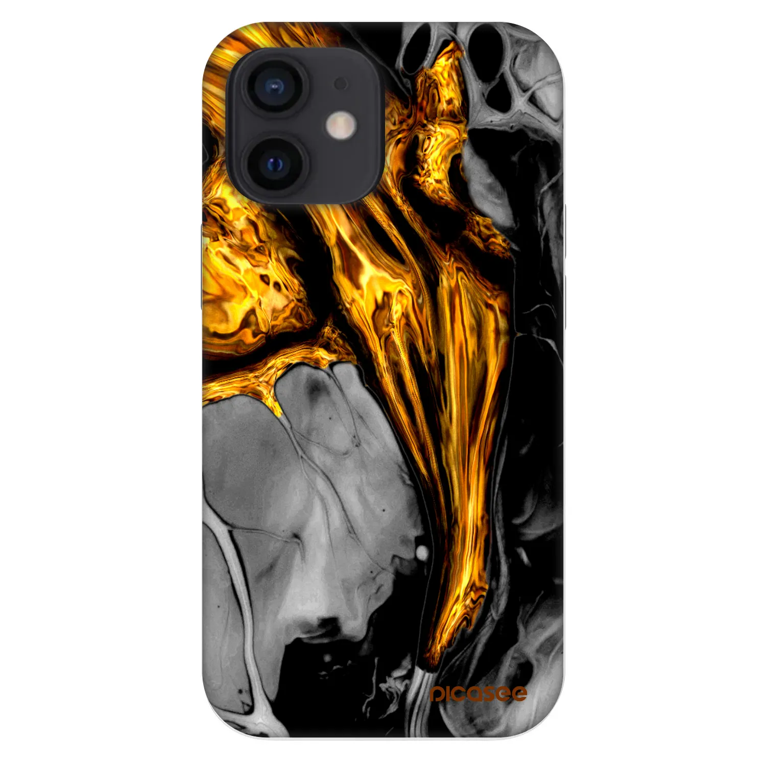 Picasee Fashion Case pre Apple iPhone 12 mini - Black Gold