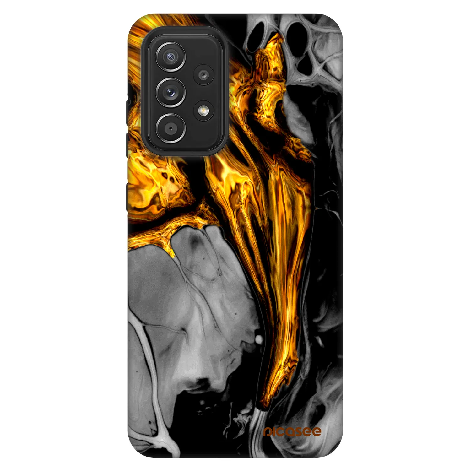 Picasee Fashion Case pre Samsung Galaxy A52 5G A525F - Black Gold