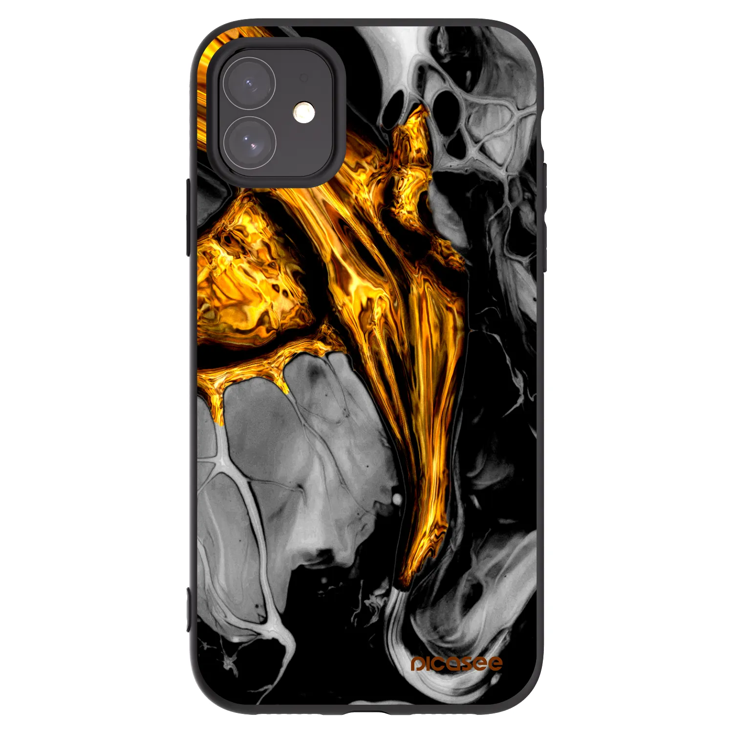 Picasee silikónový čierny obal pre Apple iPhone 11 - Black Gold