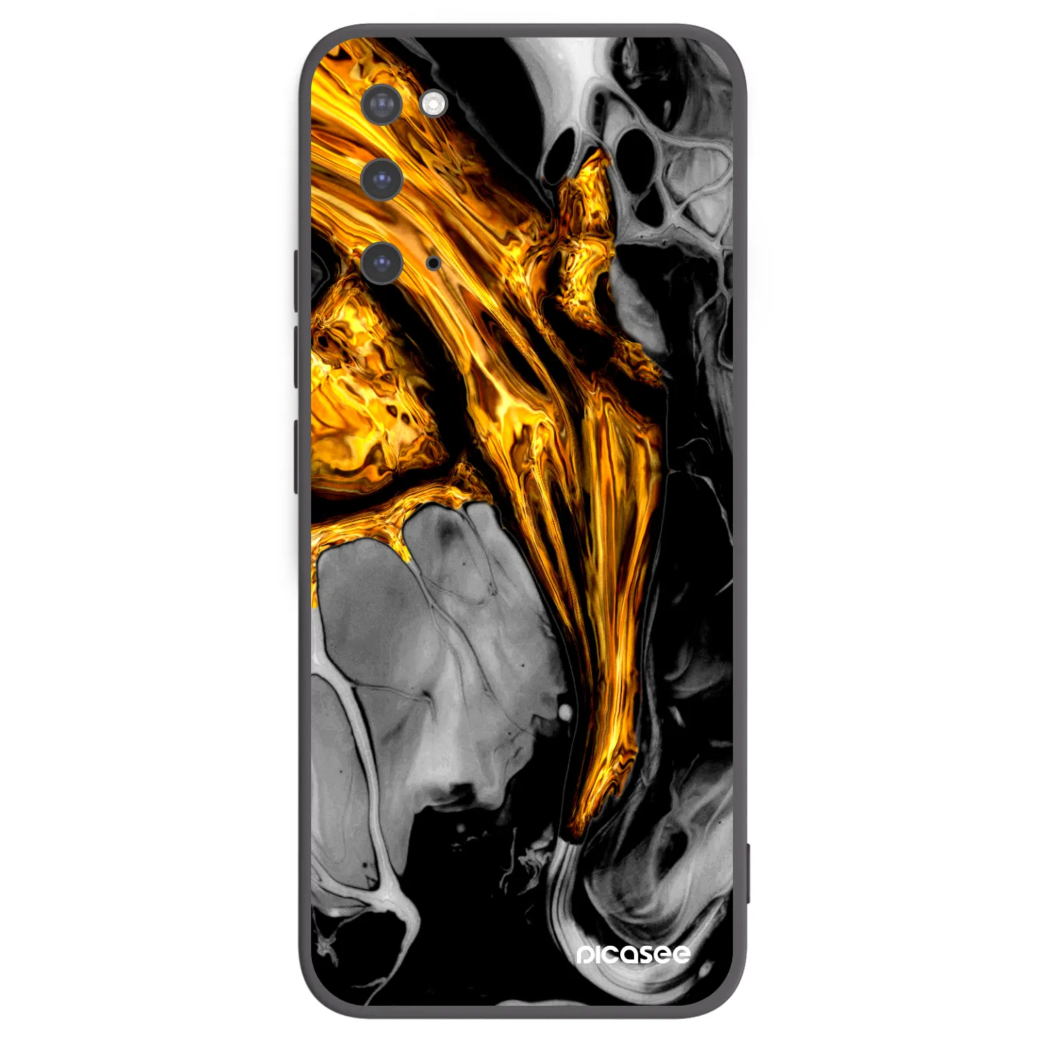 Picasee silikónový čierny obal pre Samsung Galaxy S20 G980F - Black Gold
