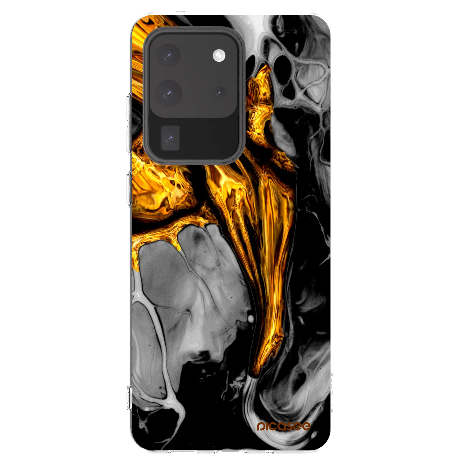 Picasee silikónový prehľadný obal pre Samsung Galaxy S20 Ultra 5G G988F - Black Gold