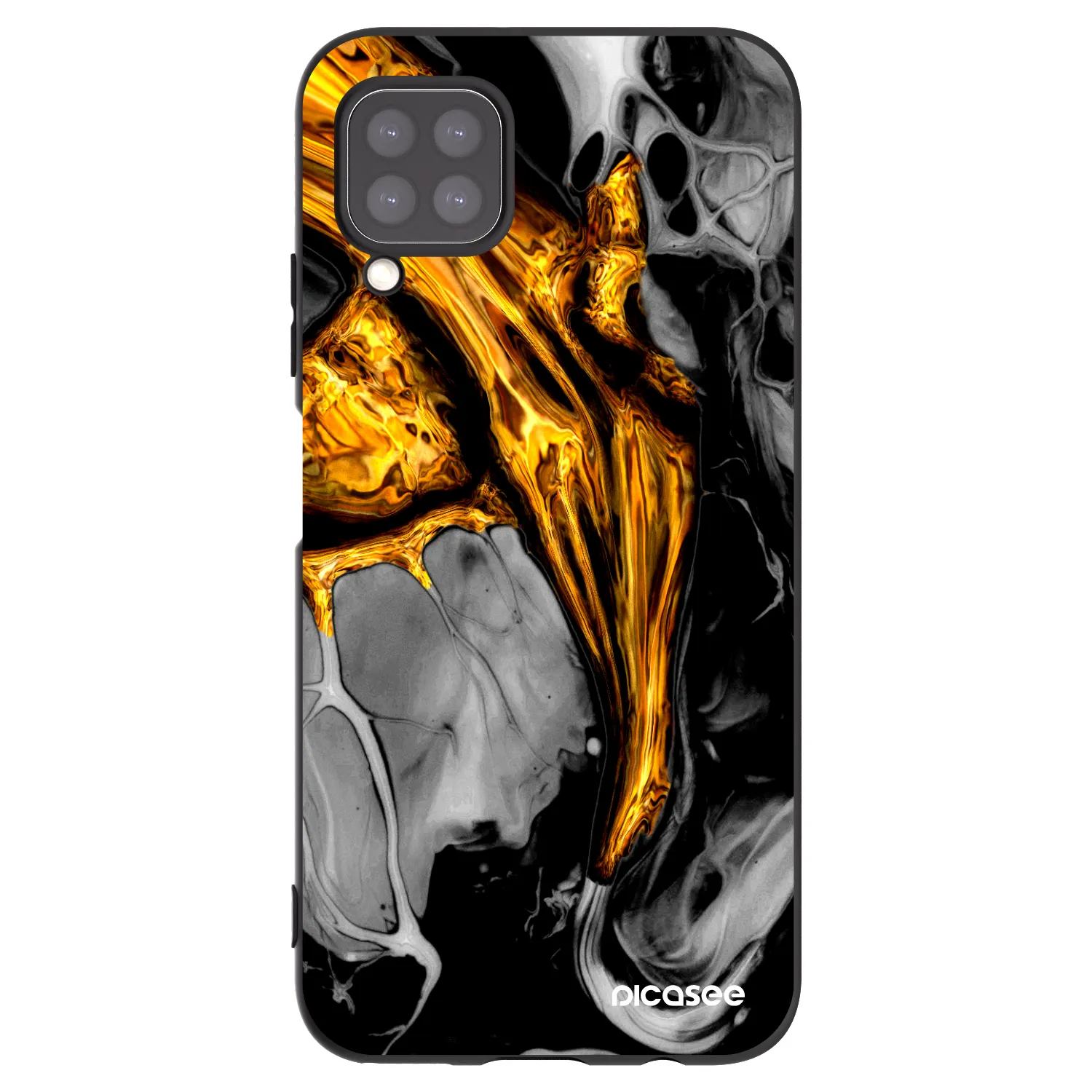 Picasee silikónový čierny obal pre Huawei P40 Lite - Black Gold