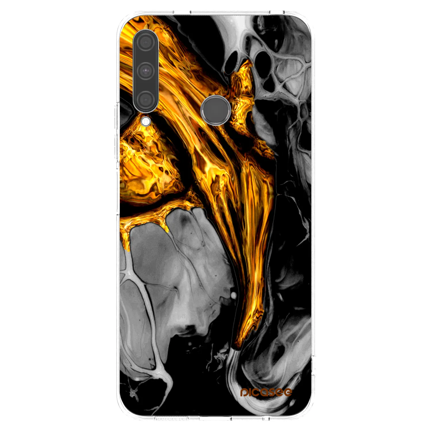 Picasee silikónový prehľadný obal pre Huawei P40 Lite E - Black Gold