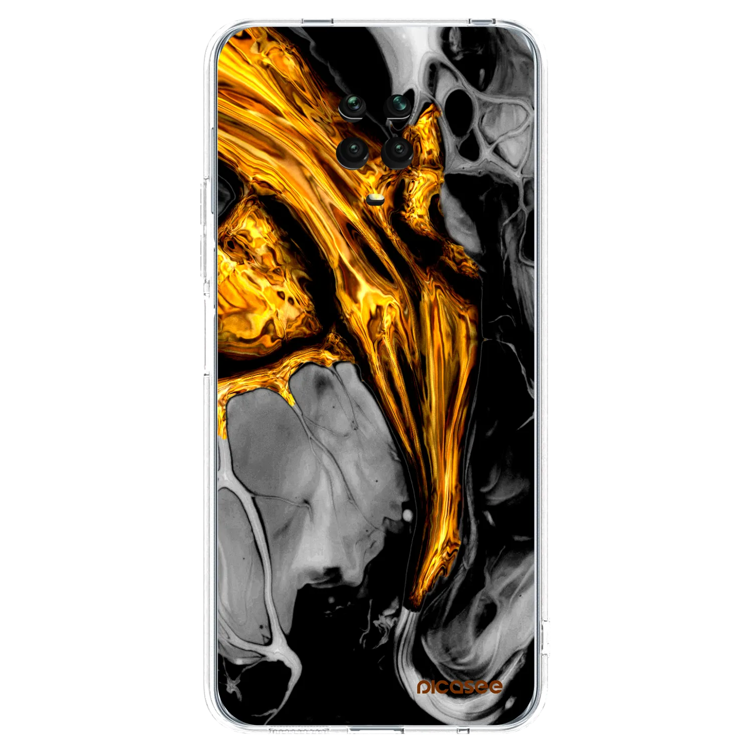 Picasee silikónový prehľadný obal pre Xiaomi Redmi Note 9S - Black Gold