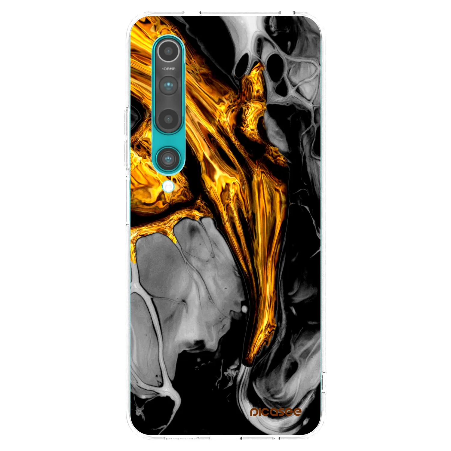 Picasee silikónový prehľadný obal pre Xiaomi Mi 10 - Black Gold