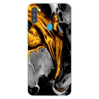 Picasee silikónový prehľadný obal pre Samsung Galaxy M11 - Black Gold