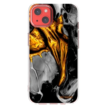 Picasee silikónový prehľadný obal pre Apple iPhone 13 - Black Gold