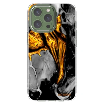 Picasee silikónový prehľadný obal pre Apple iPhone 13 Pro - Black Gold