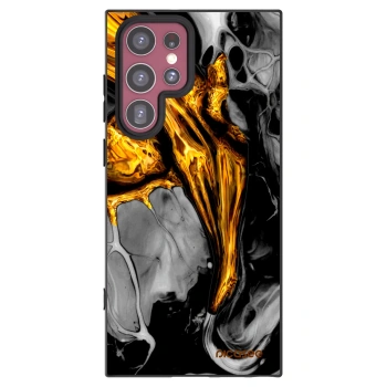 Picasee silikónový čierny obal pre Samsung Galaxy S22 Ultra 5G - Black Gold