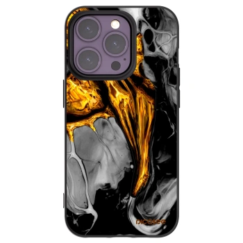 Picasee silikónový čierny obal pre Apple iPhone 14 Pro - Black Gold