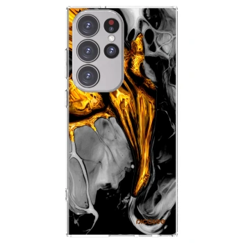 Picasee silikónový prehľadný obal pre Samsung Galaxy S23 Ultra 5G - Black Gold