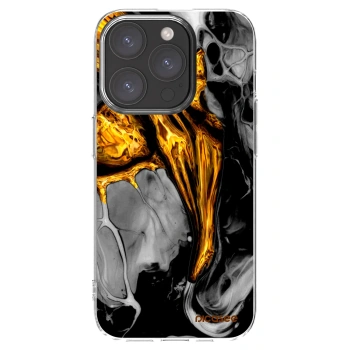 Picasee silikónový prehľadný obal pre Apple iPhone 15 Pro - Black Gold